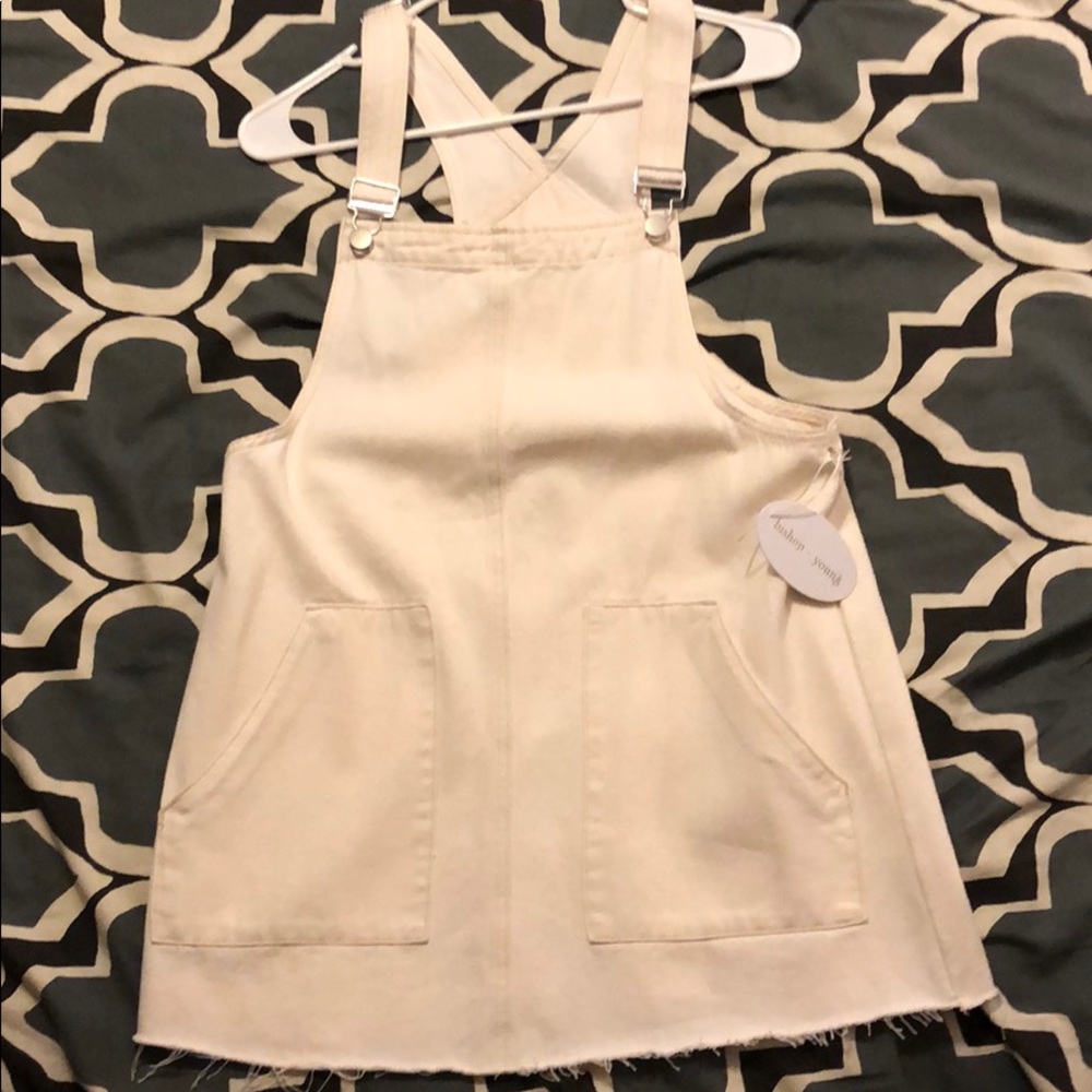 Bishop + Young white denim overall dress size M